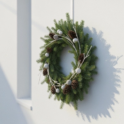 Minimalist Christmas wreath with natural materials and clean lines