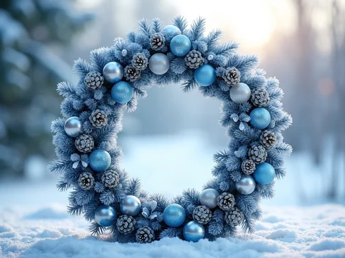 Elegant Blue and Silver Christmas Wreath Ideas for a Winter Wonderland Theme