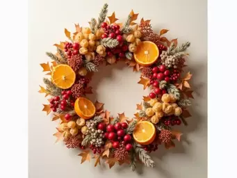 Unique Christmas Wreath Inspirations Featuring Dried Flowers and Fruit Accents